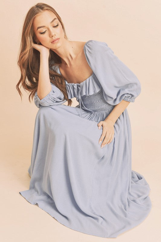 GERI Volume Sleeve Midi Dress