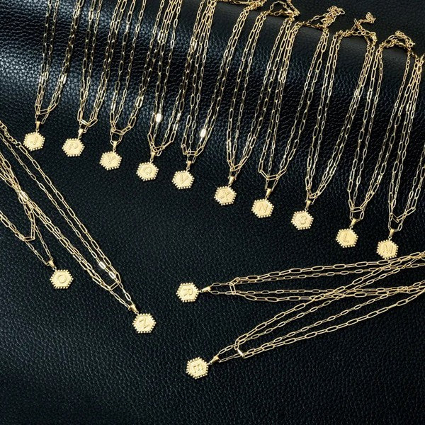 VIENNA Hexagon Initial Necklace