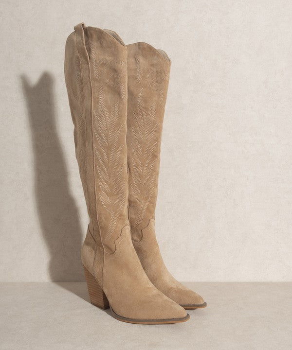 BRONCO Knee High Embroidered Boots (SUEDE)