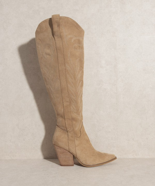 BRONCO Knee High Embroidered Boots (SUEDE)