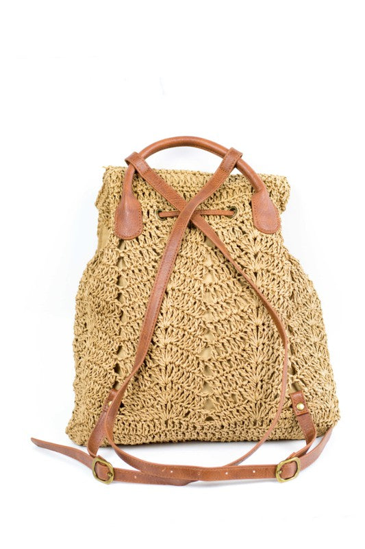 HAVEN Woven Straw Backpack