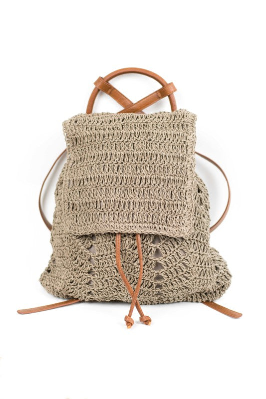 HAVEN Woven Straw Backpack