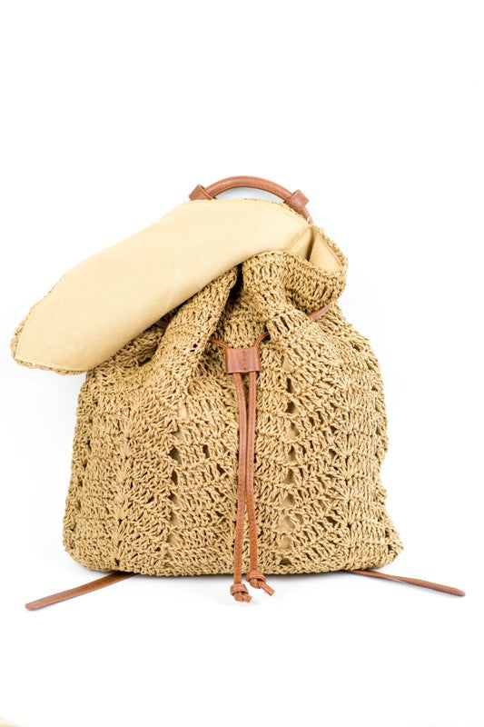 HAVEN Woven Straw Backpack