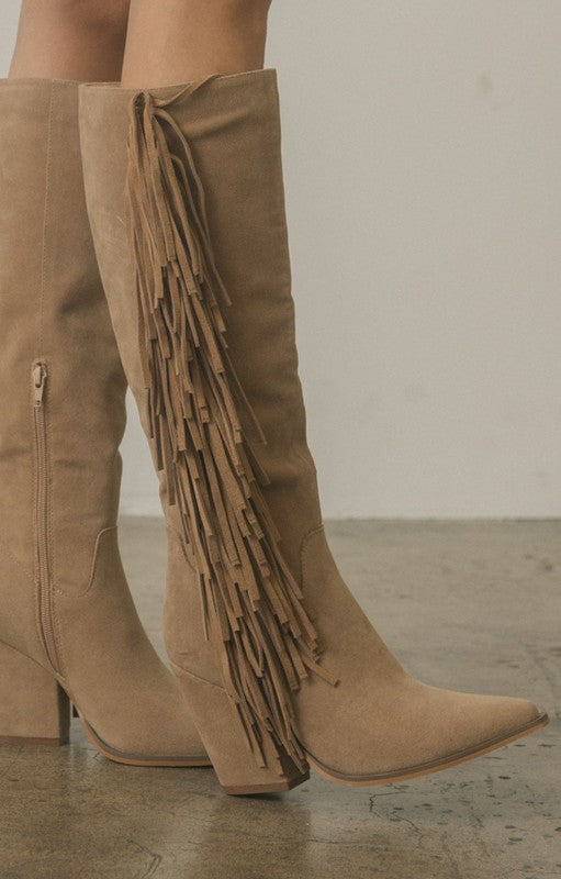 OUT WEST Knee-High Fringe Boots