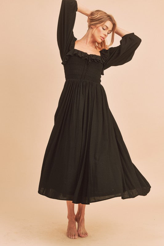 GERI Volume Sleeve Midi Dress