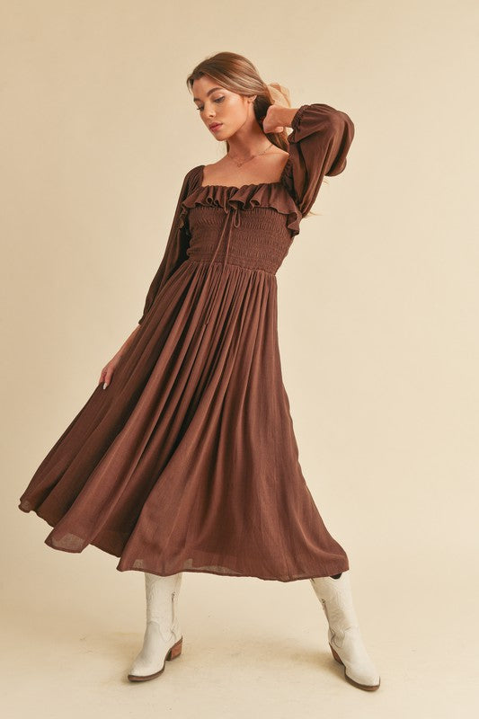 GERI Volume Sleeve Midi Dress