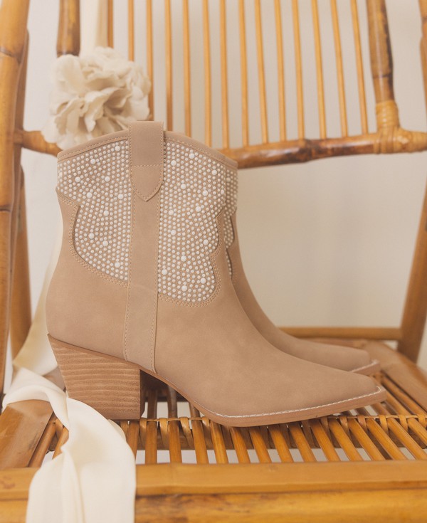 CANNES Pearl Studded Western Boots