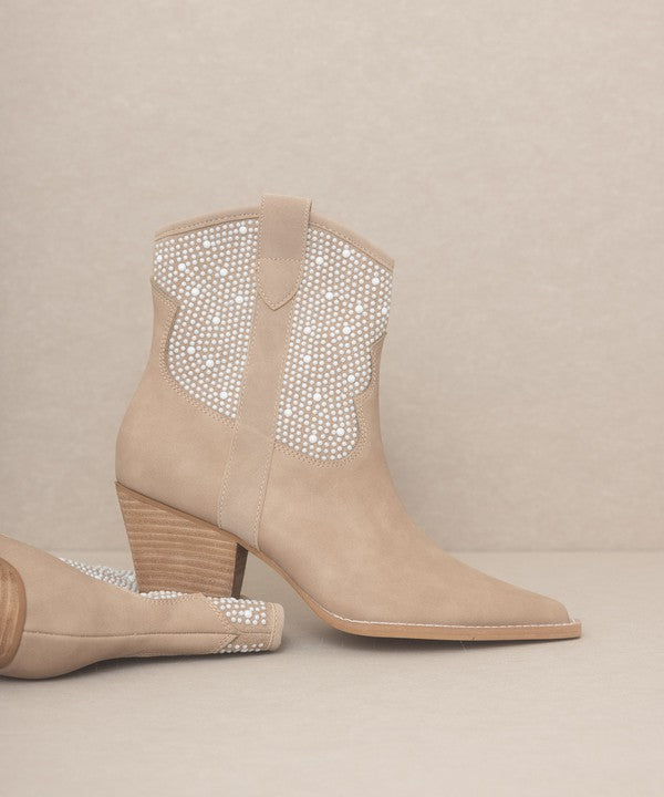 CANNES Pearl Studded Western Boots