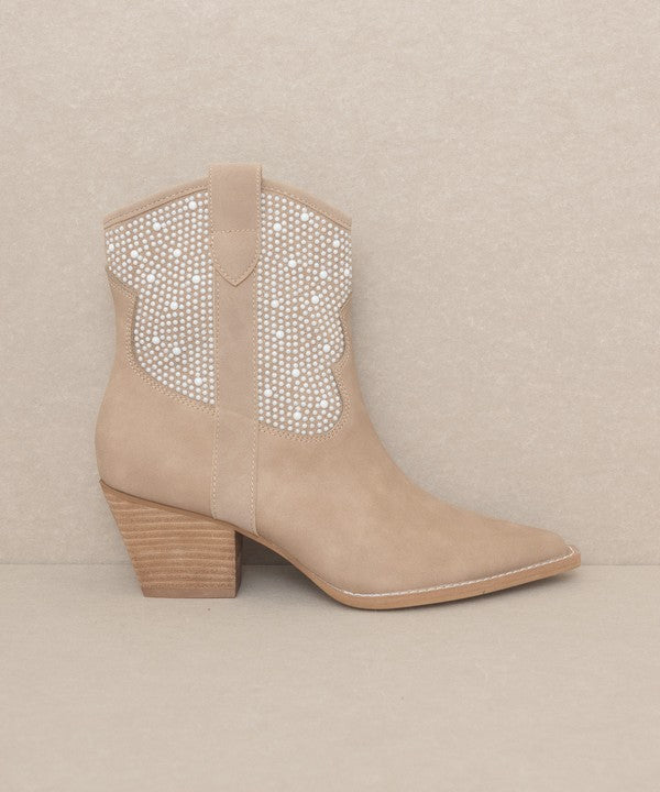 CANNES Pearl Studded Western Boots