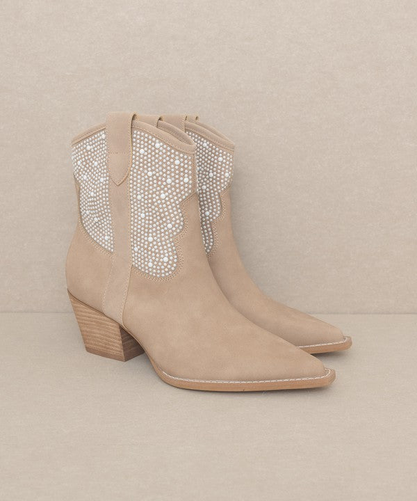 CANNES Pearl Studded Western Boots