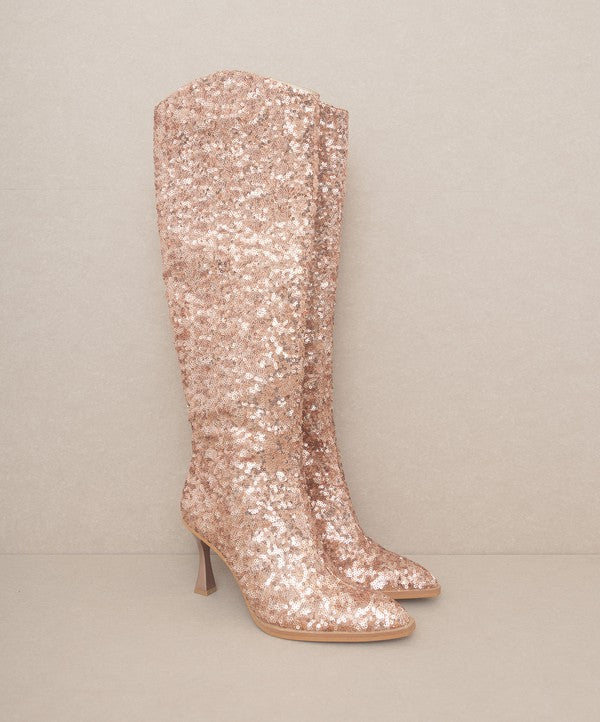 JEWEL Knee High Sequin Boots Lotocita