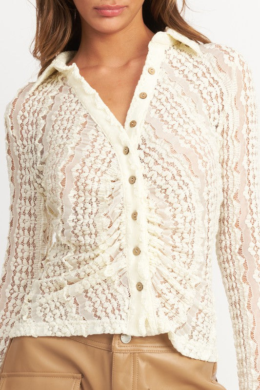 DOLLY Button Up Lace Top