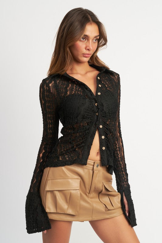 DOLLY Button Up Lace Top