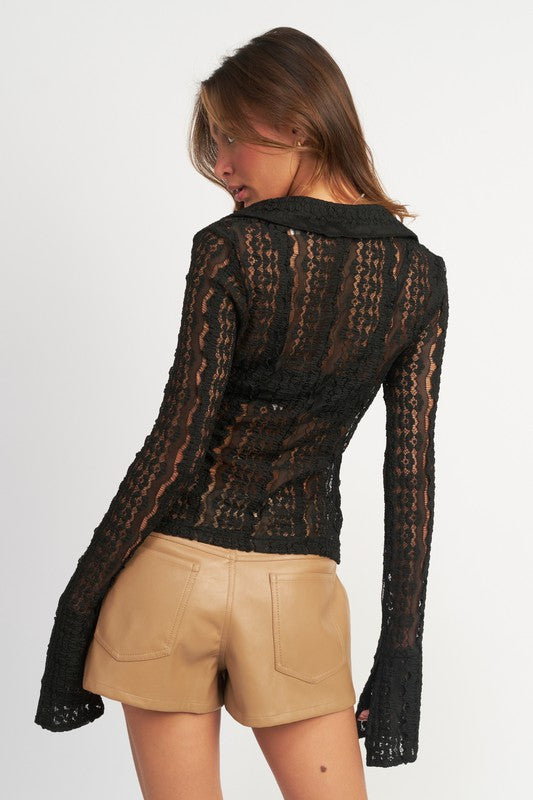 DOLLY Button Up Lace Top