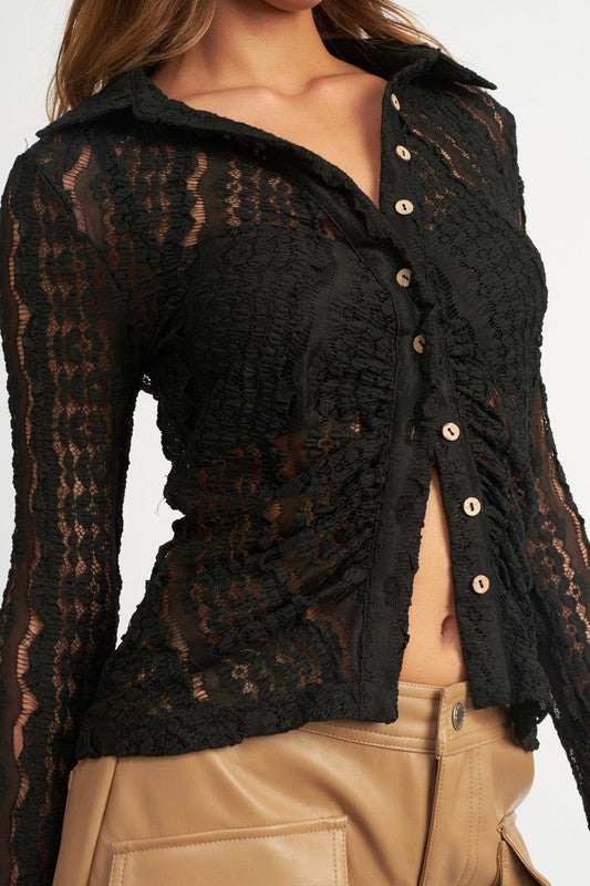 DOLLY Button Up Lace Top