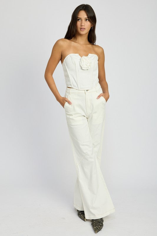 HEATHER High Waisted Wide Leg Pant