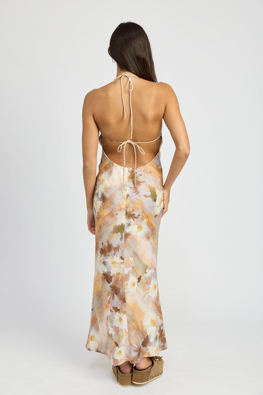 HELENA Floral Halter Maxi Dress