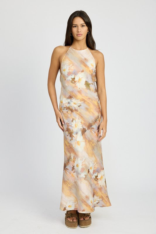 HELENA Floral Halter Maxi Dress