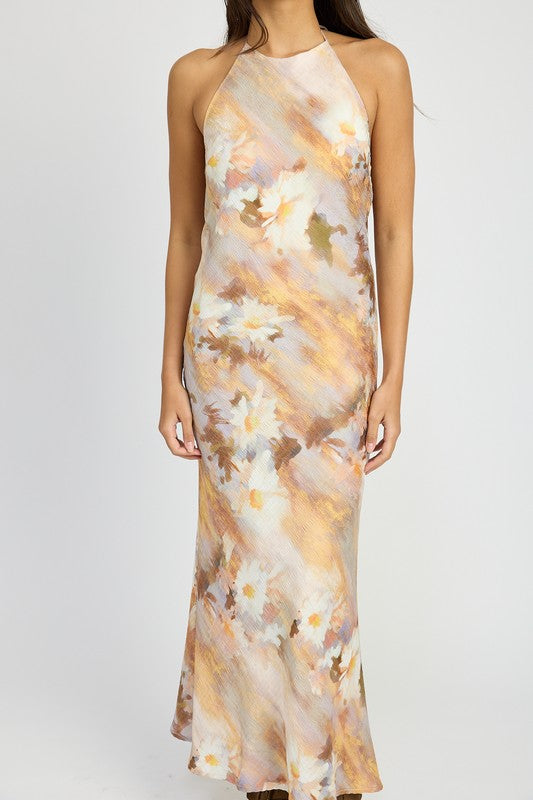 HELENA Floral Halter Maxi Dress