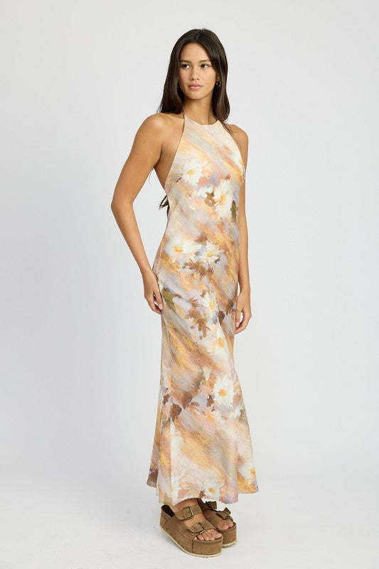 HELENA Floral Halter Maxi Dress