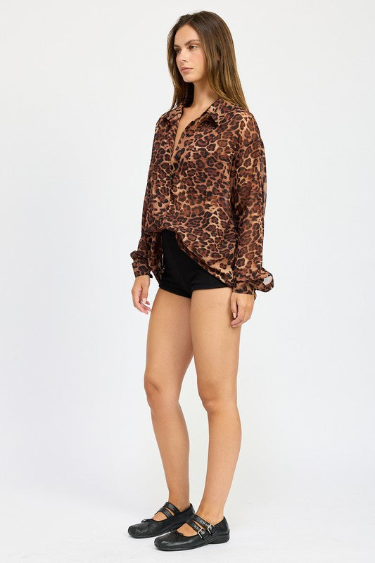 OFELIA Oversized Leopard Print Shirt