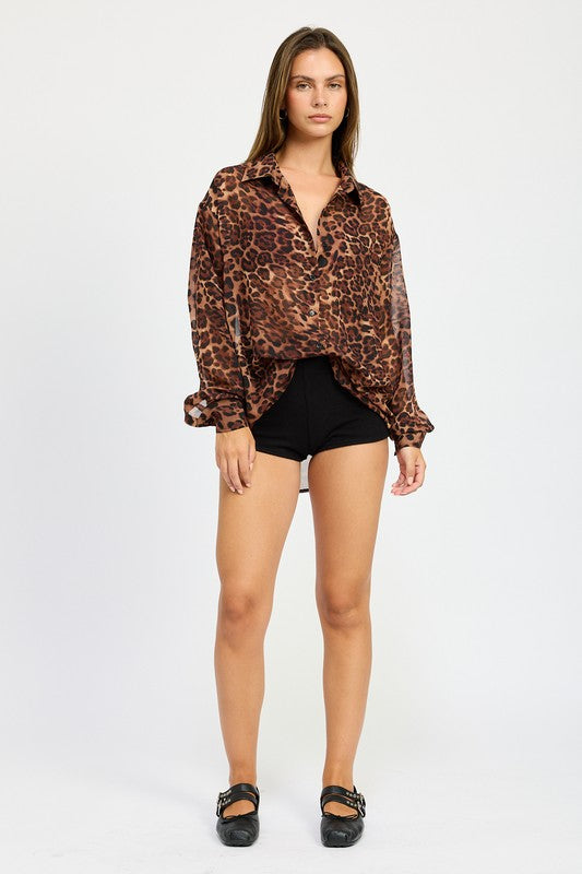 OFELIA Oversized Leopard Print Shirt