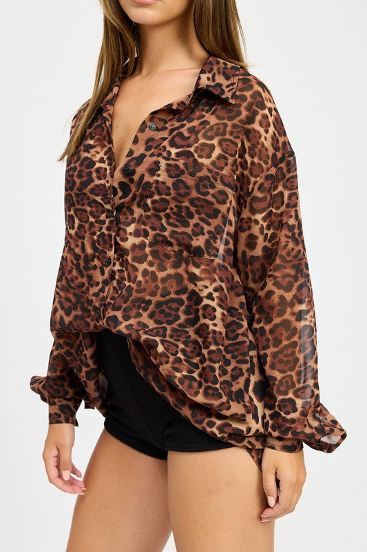 OFELIA Oversized Leopard Print Shirt