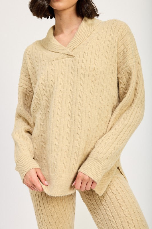 BETHANY Cable Knit Sweater Top