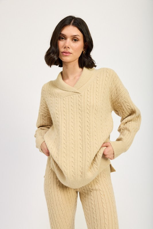 BETHANY Cable Knit Sweater Top