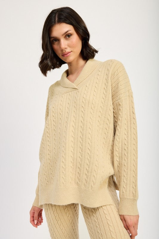 BETHANY Cable Knit Sweater Top